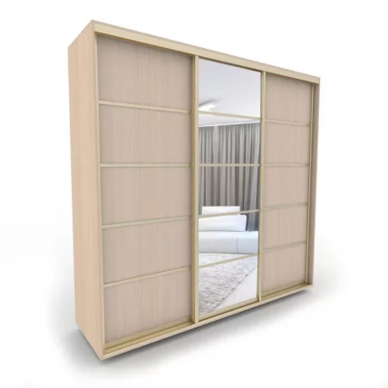 Шкаф-купе 3-х дверный Акцент-Квадро Д 1800х600 Дуб Молочный/золото_0