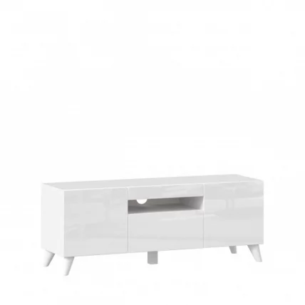 Тумба под ТВ Бруклин 1200 с опорами Белый глянец_0