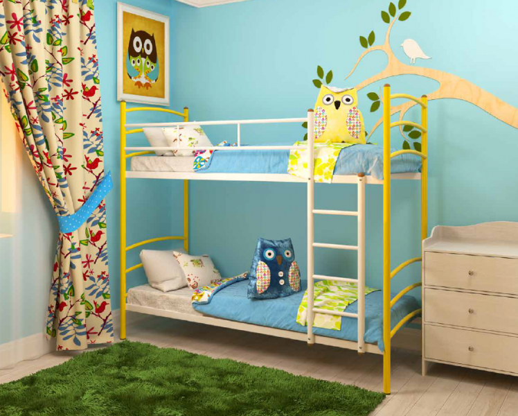 Кровать двухъярусная Милана Duo 900х1900 Желтая_1