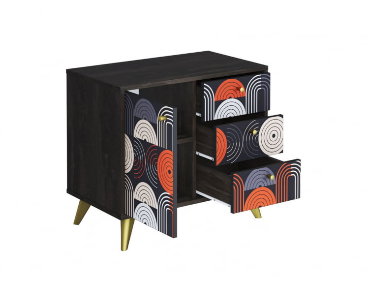 Комод Фьюжн КМ-002 АРТ Угольный камень/VINIL_1