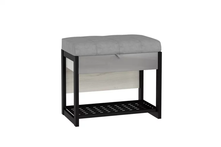 Банкетка 600 Техно ЛД 678.310.000 Дуб Крафт Белый Черный_0