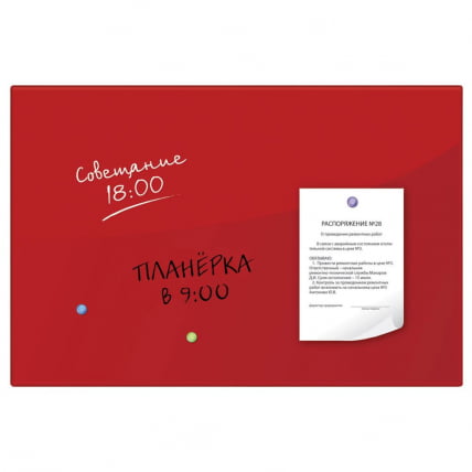 Доска магнитно-маркерная стеклянная BRAUBERG 60х90 см Красная_5