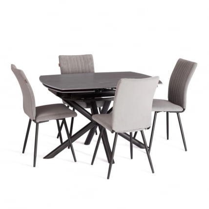 Стол обеденный Winston/Винстон столешница керамика (матовая) /опоры металл, темно-серый/черный, (120+30+30)x80x75 см_2