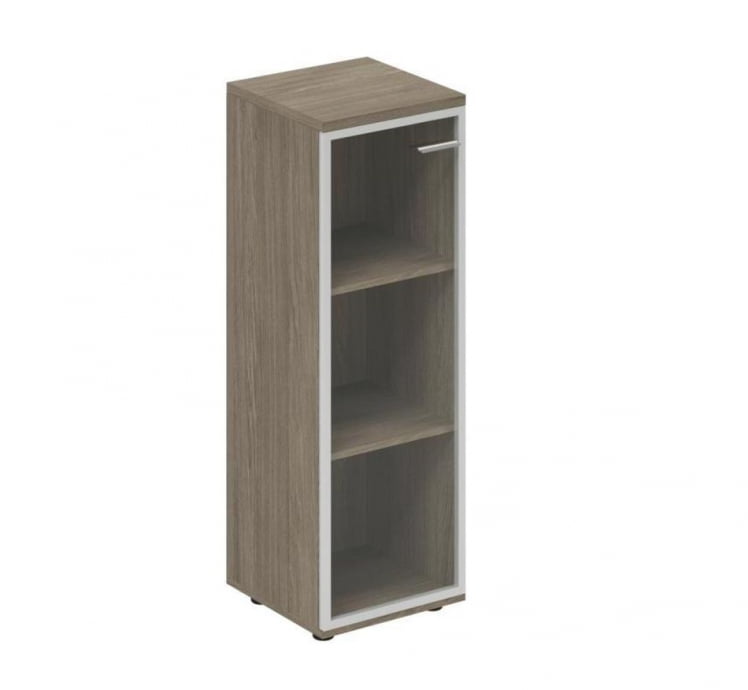 Шкаф средний со стеклом, задняя стенка ЛДСП (левый) Wing WN.812.OD.AL.L Дуб темный_0