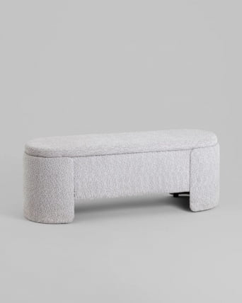 Банкетка Такс с местом для хранения букле светло-серый / Taks_0