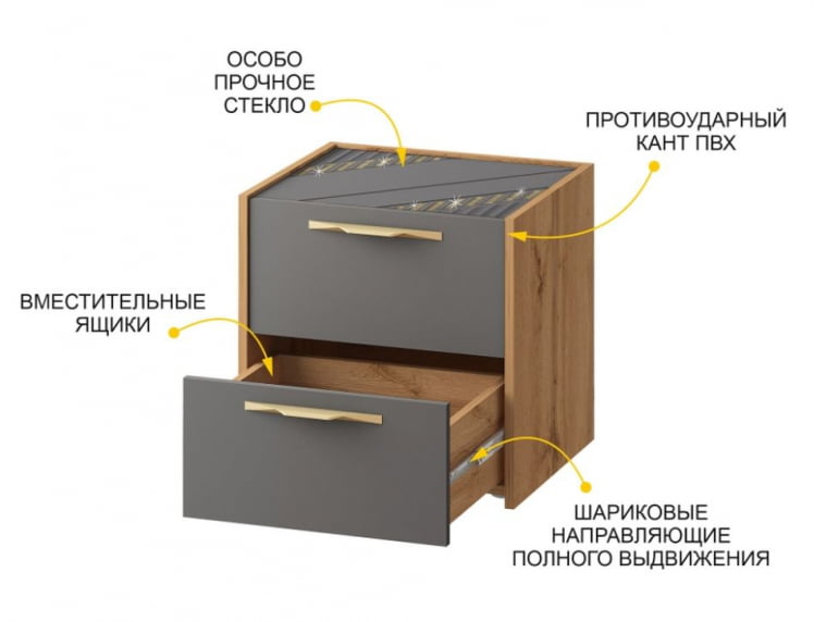 Тумба прикроватная Монако 902.07 Дуб Вотан Оникс Графит_3
