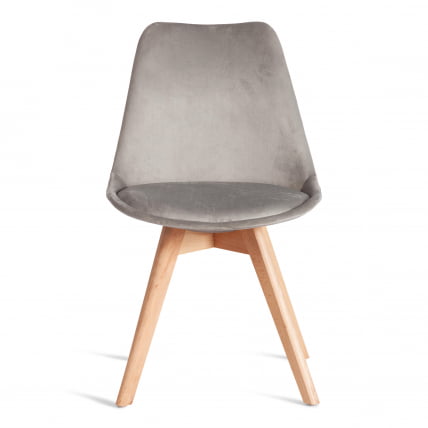 Стул TULIP SOFT (mod. 053V) дерево/пластик/вельвет, 49,5 x 54,5 x 84 см, Светло-серый (HLR 39)/натуральный_4