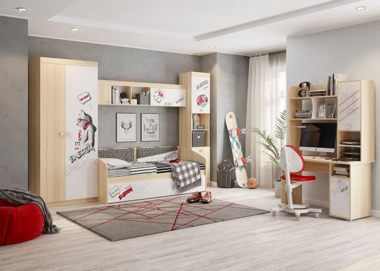 Полка Энерджи MDE-04 Дуб сонома Белый_2