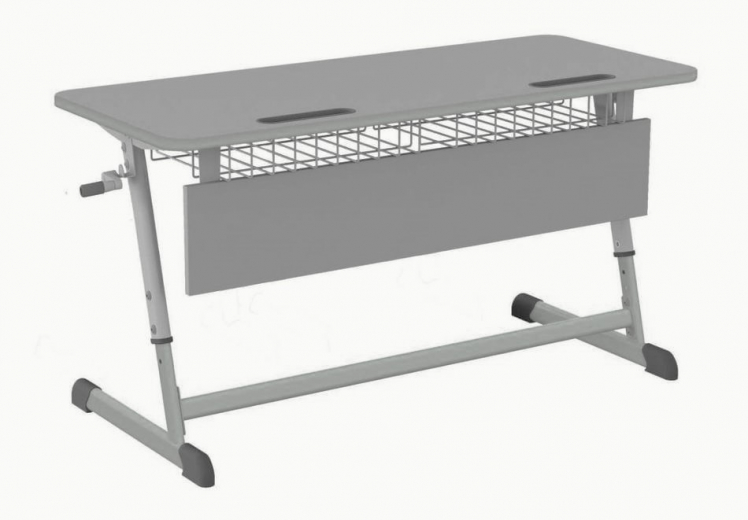 Парта двухместная НОМАД В с ручной регулировкой высоты  с антивандальной  полиуретановой кромкой (рост 4-6) серый/Серый / NOMAD V_0
