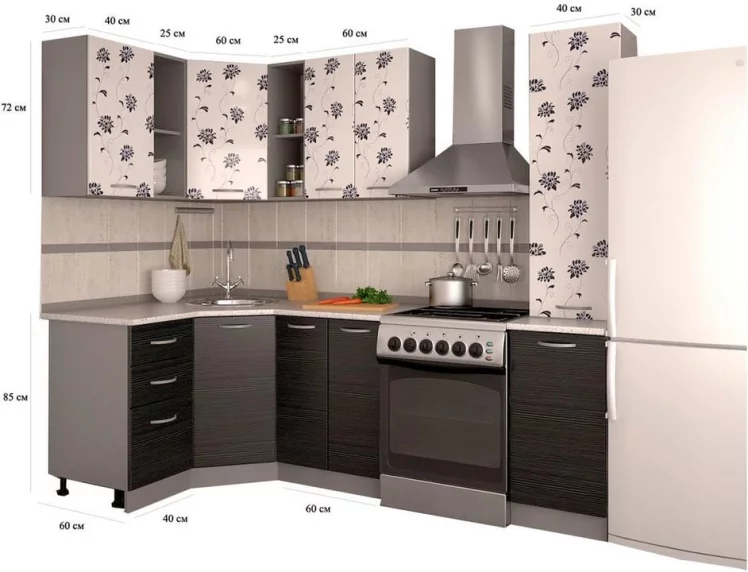 Кухонный гарнитур угловой Азалия Ночной дождь №1_1