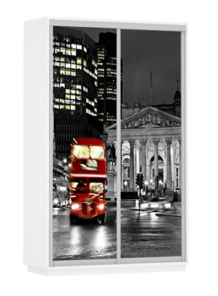 Шкаф-купе двухдверный Экспресс Дуо 1400х2400h Лондон/Белый снег_0