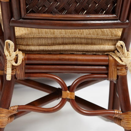 Комплект обеденный ANDREA GRAND (стол со стеклом+6 кресел+ подушки) Pecan Washed (античн. орех), Ткань рубчик, цвет кремовый_23