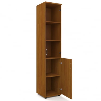 Шкаф для документов узкий с тонированными стеклами Р.П-4СТ Ясень светлый_1