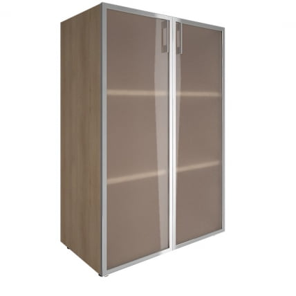 Шкаф книжный средний со стеклом в раме без топа YALTA LT-ST 2.4R Снежная Патина_0