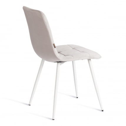 Стул CHILLY (mod. JSC-220) Велюр/металл , 44,5х52,5х88 см, Light grey (светло-серый) HLR14 / белый_2