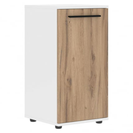 Шкаф колонка с глухой малой дверью EDIS ELCS 42.1 Дуб Денвер светлый Черный Белый_0