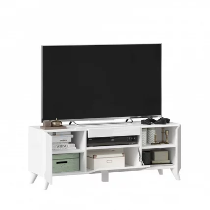 Тумба под ТВ Бруклин 1200 с опорами Белый глянец_3