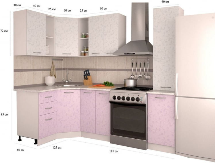 Кухонный гарнитур угловой Белые цветы Ирис №1_1