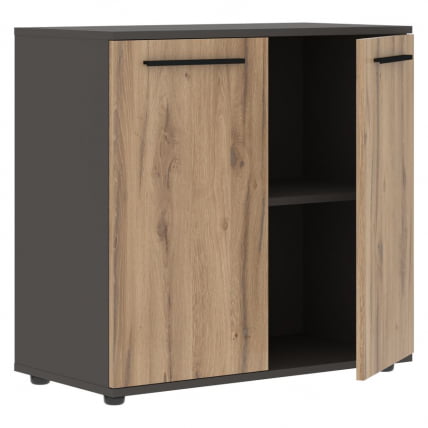 Шкаф с глухими малыми дверьми EDIS ELCS 85.1 Дуб Денвер светлый Черный Мокко_1