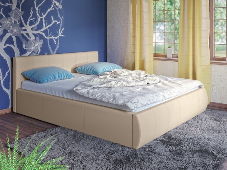 Кровать 1600 Афина 2812 Бежевый кожзам_0