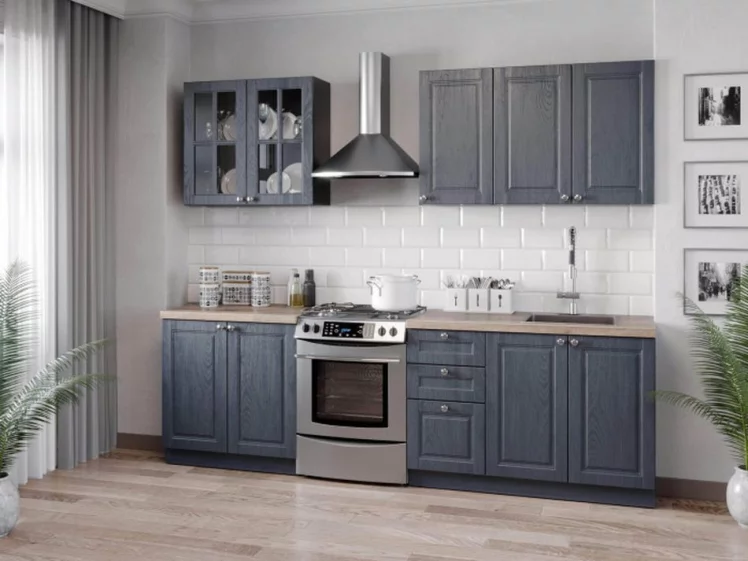 Тумба кухонная 800 Мокка ЛД 274.060.000.128 Черная Дуб фактурный антрацит_1