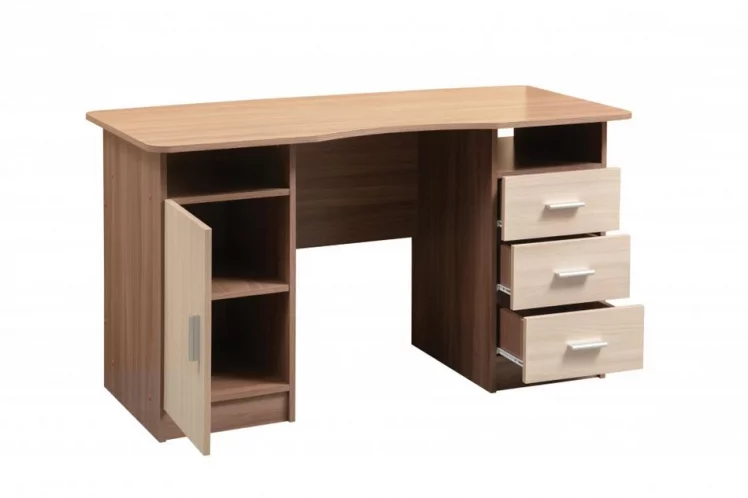 Стол письменный двухтумбовый Меркурий 02 Ясень шимо темный Ясень шимо светлый_1