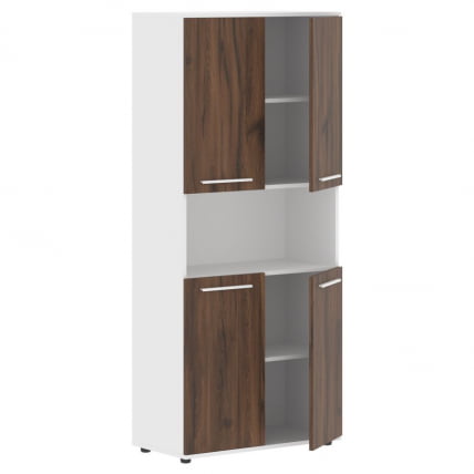 Шкаф с двумя комплектами глухих малых дверей ЕДИС ЕХCС 85.4 Дуб Денвер темный Белый Белый / EDIS EHCS_1