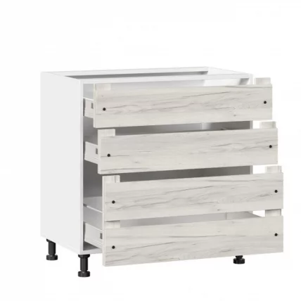 Тумба кухонная 800 с 3 ящиками ЛЮКС (4) Винченца ЛД 234.930.000.019 Тип 2 Белый Дуб Крафт белый_1