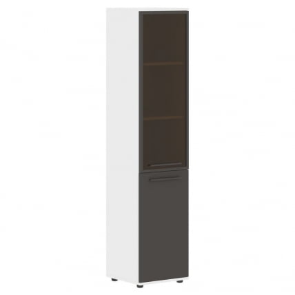 Шкаф-колонка комбинированная с дверью в металлической раме правый EDIS EHCS 42.7 R Мокко Мокко Белый_0