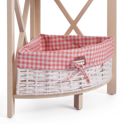 Угловая этажерка Secret De Maison ANGULAIRE 4 ( mod. PE-05 ) дерево павловния, мдф, 34x34x158см, white (белый), ткань - красная клетка_5