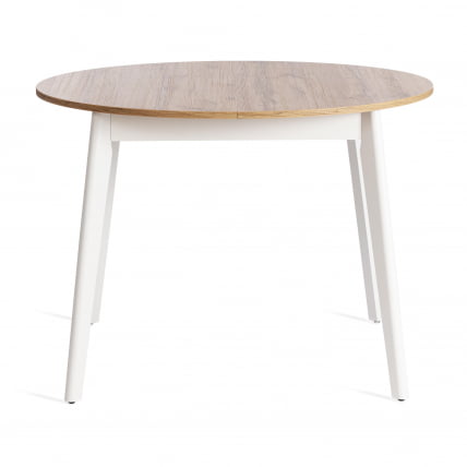 Стол обеденный SVELTO ЛДСП, опора-массив березы, 105 х 105 (140) х 74.5 см, Дуб Вотан/белый_1