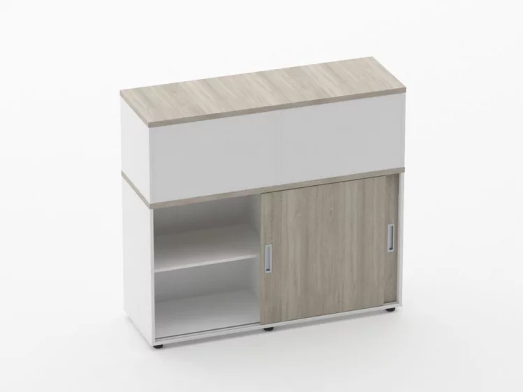 Тумба комбинированная высокая для рабочего модуля Deka 9.04.125 Дуб Сантана светлый/Белый_1