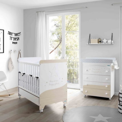 Комод пеленальный Micuna Cosmic B-970 White/Nordic Beige Stars_1