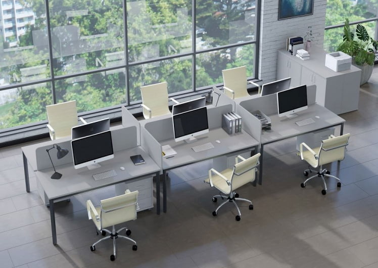 Комплект из 6 рабочих мест SLIM SYSTEM 6РМ Серый-Антрацит_0