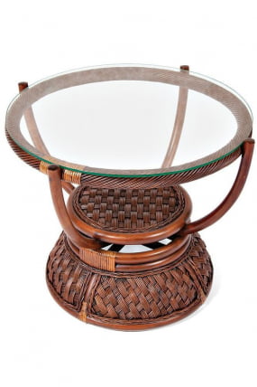 Столик кофейный Andrea ротанг, D60х50см, Pecan Washed (античн. орех)_0