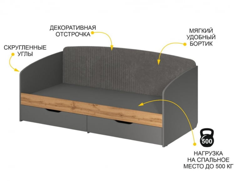 Кровать Монако 902.05 Оникс Десерт серый_3