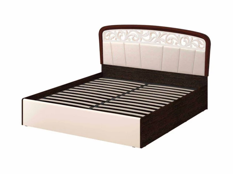 Кровать с подъемным механизмом 180*200 Катрин 92.22 Дуб венге Белый песок Санчо крем_0