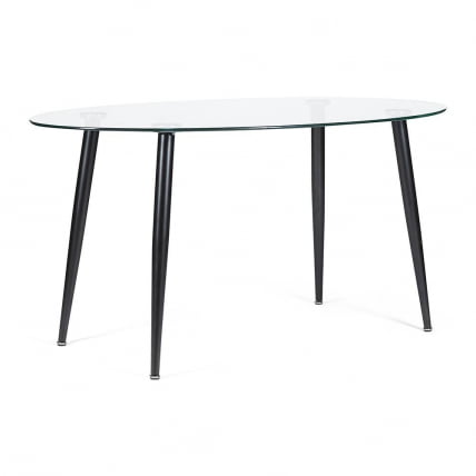 Стол KASSEL (mod. DT333) металл, закаленное стекло (10 мм), 150х90х75см, черный_0