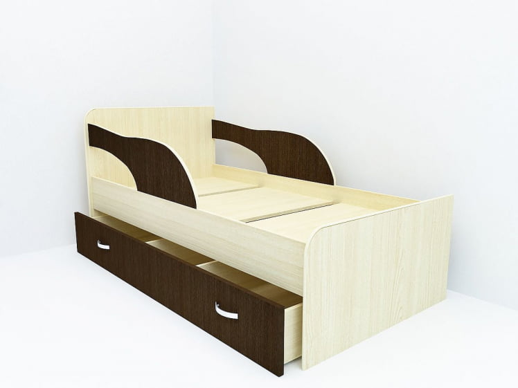 Кровать детская Максимка с ящиком Дуб млечный / Венге_0