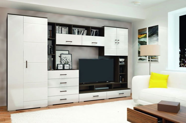 Гостиная Коста Венге Белый глянец_0