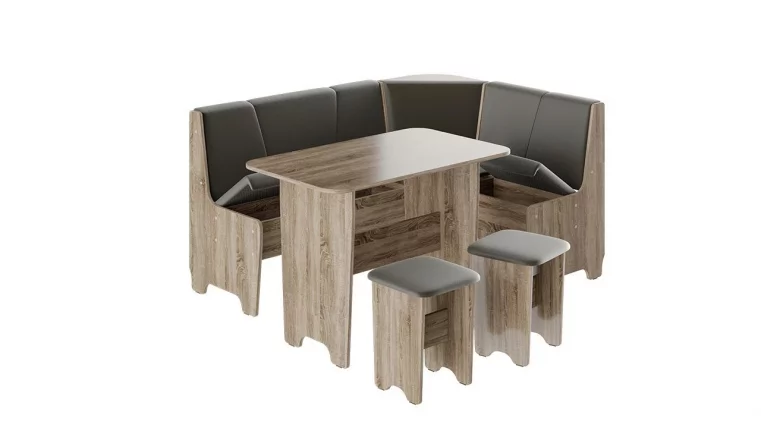 Кухонный уголок Техас Исп.1 Дуб Сонома трюфель/Экокожа коричневая_1