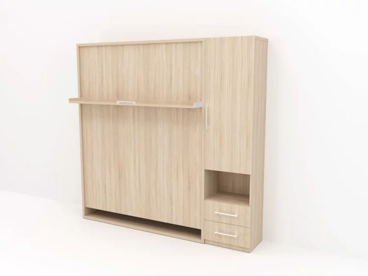 Кровать-трансформер Смарт 1 со шкафом 1600 правый Белая шагрень_0