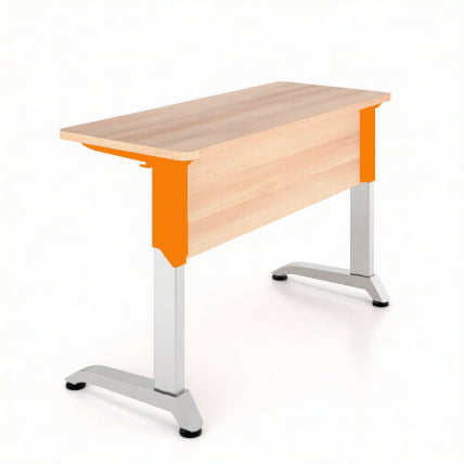 Парта двухместная Де Гласси Н (рост 5-7)  ЛДСП Дуб Сантана/ Металл Серый+Оранжевый_0