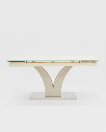 Стол обеденный Верона раскладной 160-220*90 глянцевый Бежевый_10