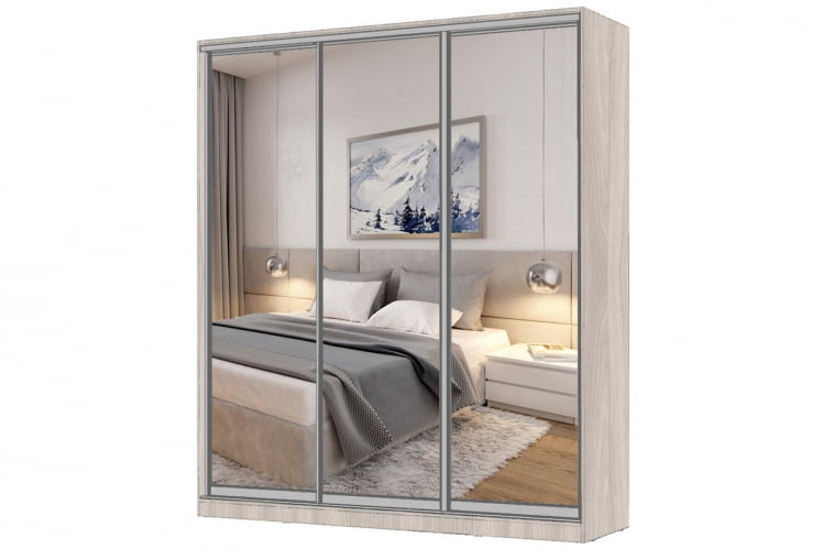 Шкаф-купе 3-х дверный Виктория 2000х584х2300, Ясень шимо светлый 20ДЗДЗДЗ-ППШШ-Яшс 310-2571_0