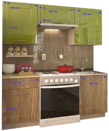 Кухонный гарнитур прямой Олива глянец Ель карпатская №1_1
