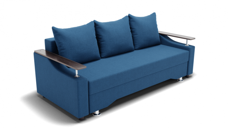 Диван Квадро-1 ППУ (ЗР) Цвет фасада: Синий; Тип: Прямой; Материал фасада: Металл/Велюр_0