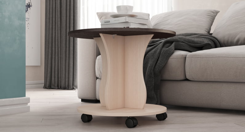 Стол журнальный СЖ 16 Дуб выбеленный/Венге_0