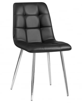 Стул обеденный DOBRIN ALEX хром ножки Черная экокожа P-01_0
