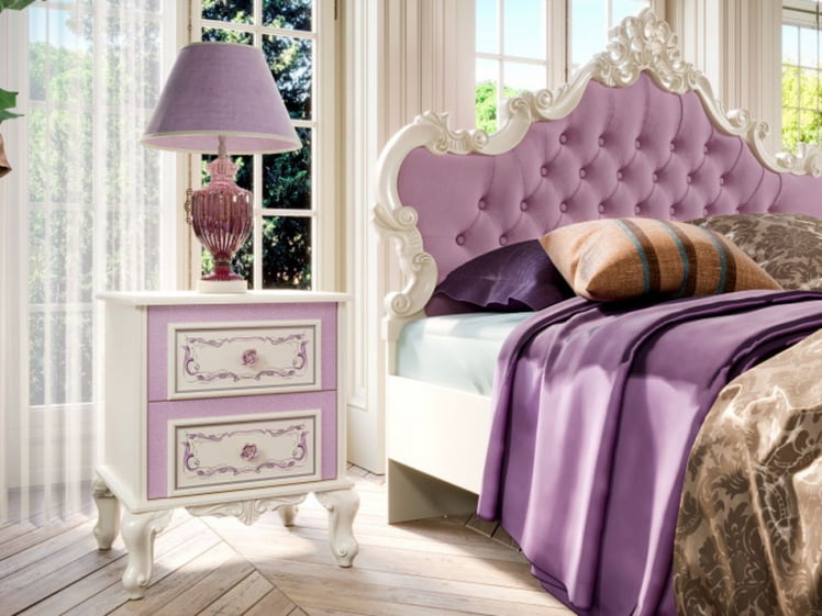 Комплект мебели для спальни Маркиза №6 Алебастр Сиреневый_2